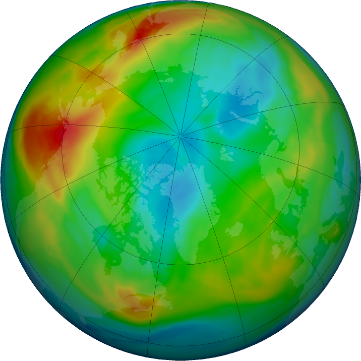 Arctic ozone map for 19 December 2019